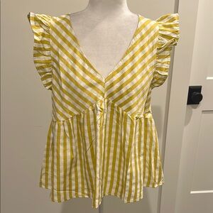 NWOT &Merci Flutter Sleeve V-Neck Top Sz M